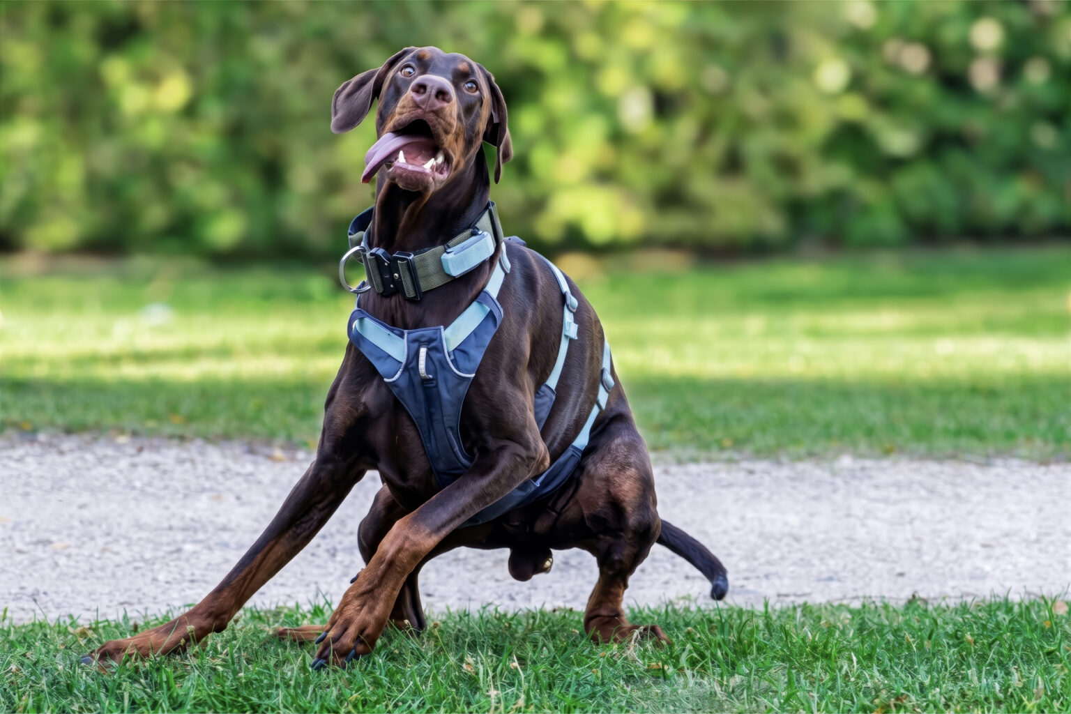 Hund rennt fröhlich über eine Wiese